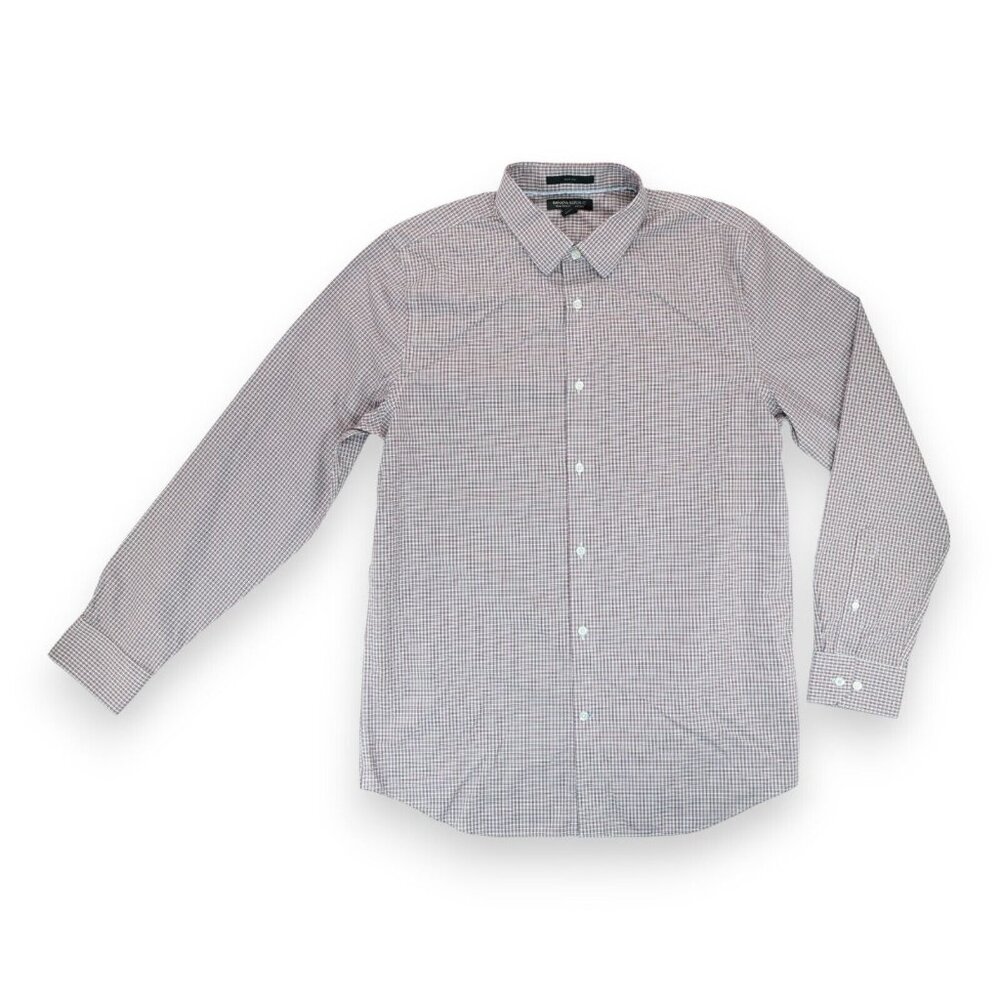 Banana Republic Mens Large Red Plaid Non Iron Slim Fit Long Sleeve Shirt
